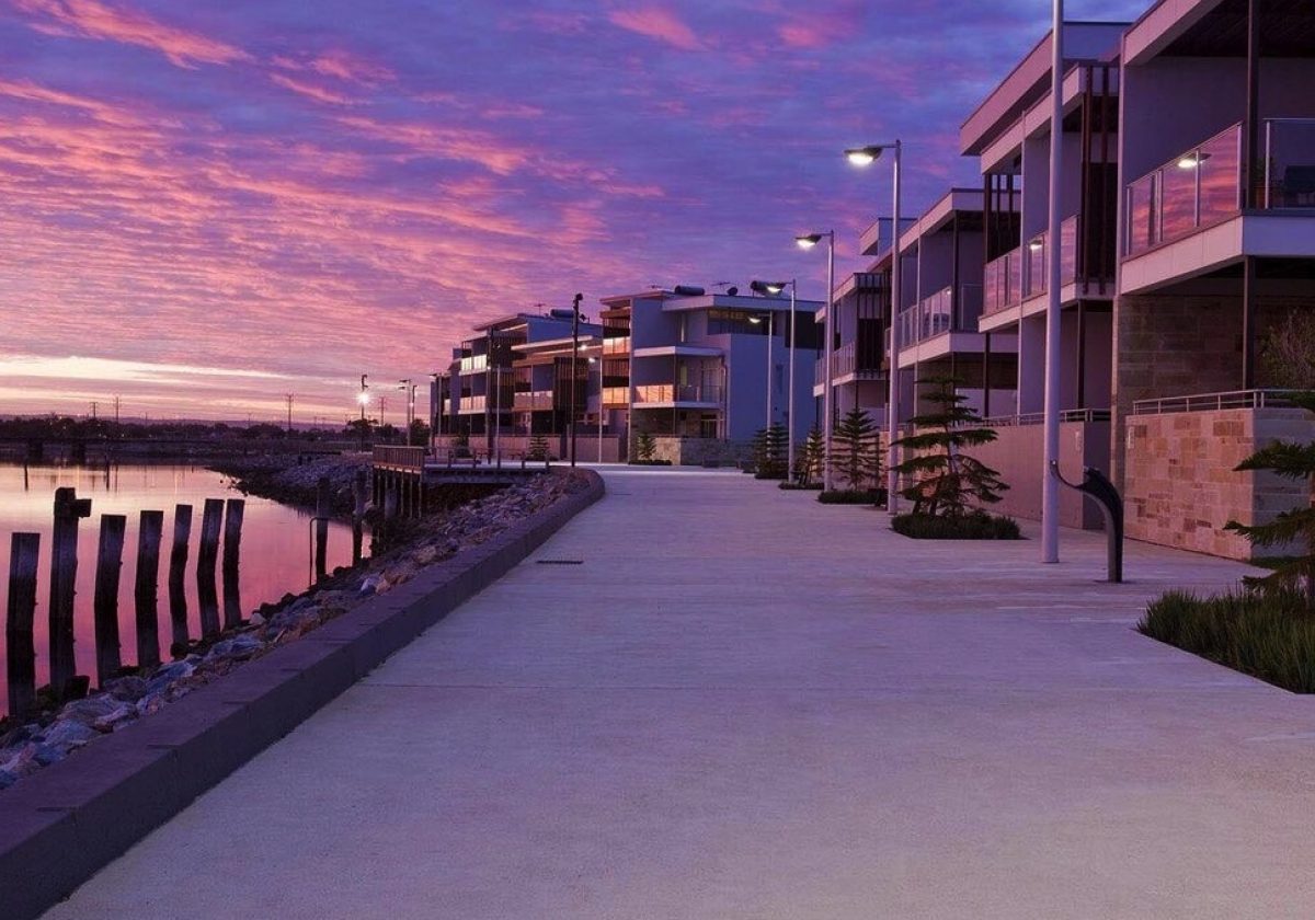 Sunset over apartments